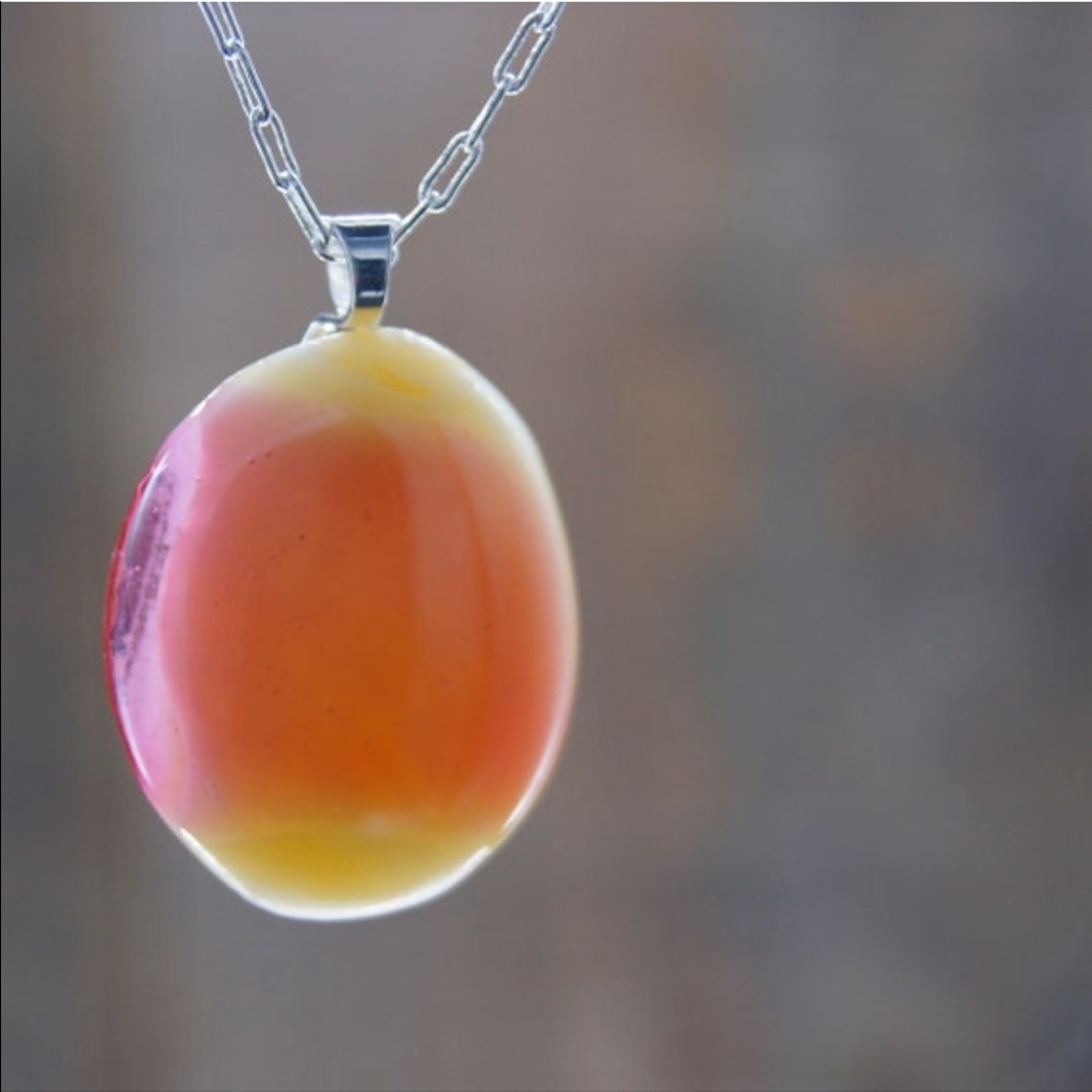 Recycled Stained Glass Necklace Stained glass Pink & Cream Unique Jewelry Gift